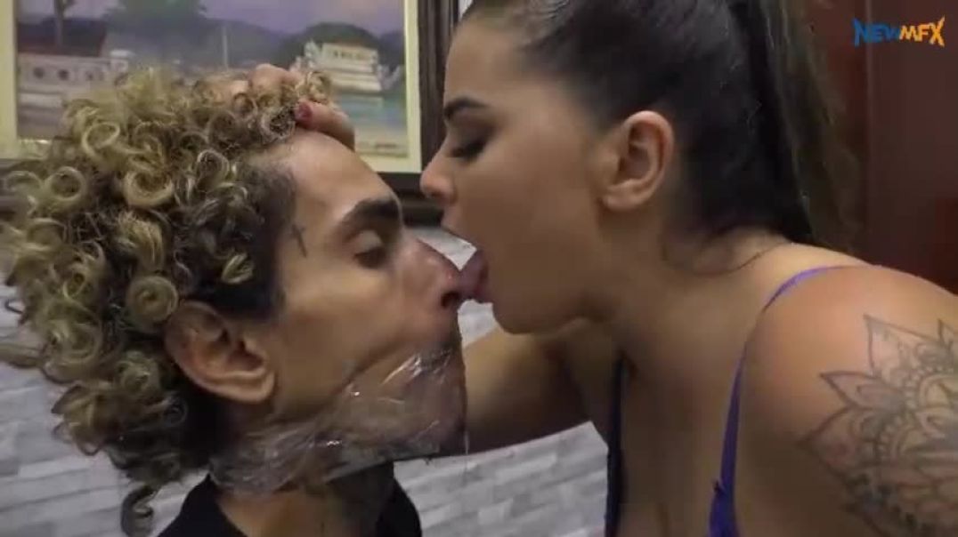 Face licking and spit on his face - spitfans