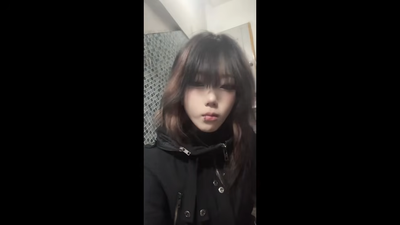 Korean emo girl smoking spitting and hocking