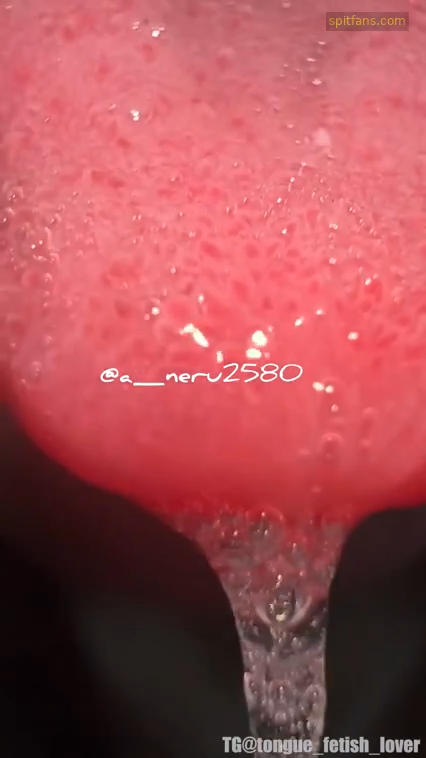 ⁣Tongue close up with drool