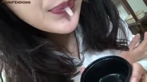 Asian Femdom spit food feed